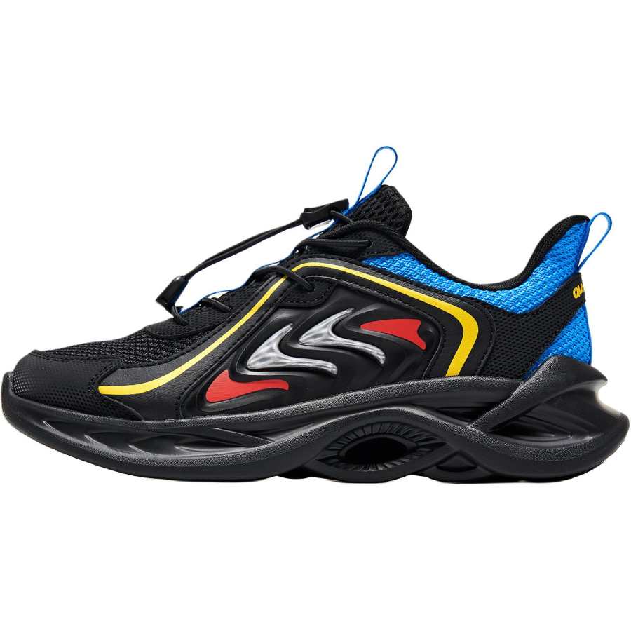 QIAODAN Synthetic Leather, Textile Slip Resistant Cushioning Slip Resistant Cushioning Low top Running Shoes Black