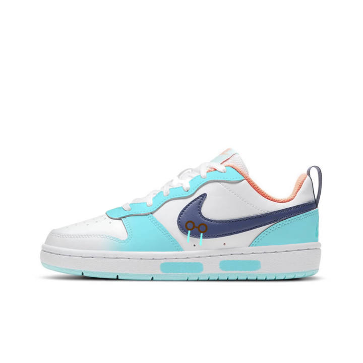 Nike Nike Court Borough 2 Coast Synthetic Leather Low top Kids' Skateboarding Shoes White Blue