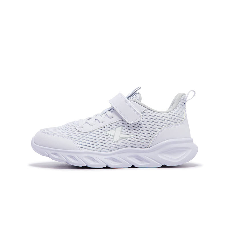 XTEP Fabric Slip Resistant And Breathable Low top Running Shoes White Moonlight Gray Kids'