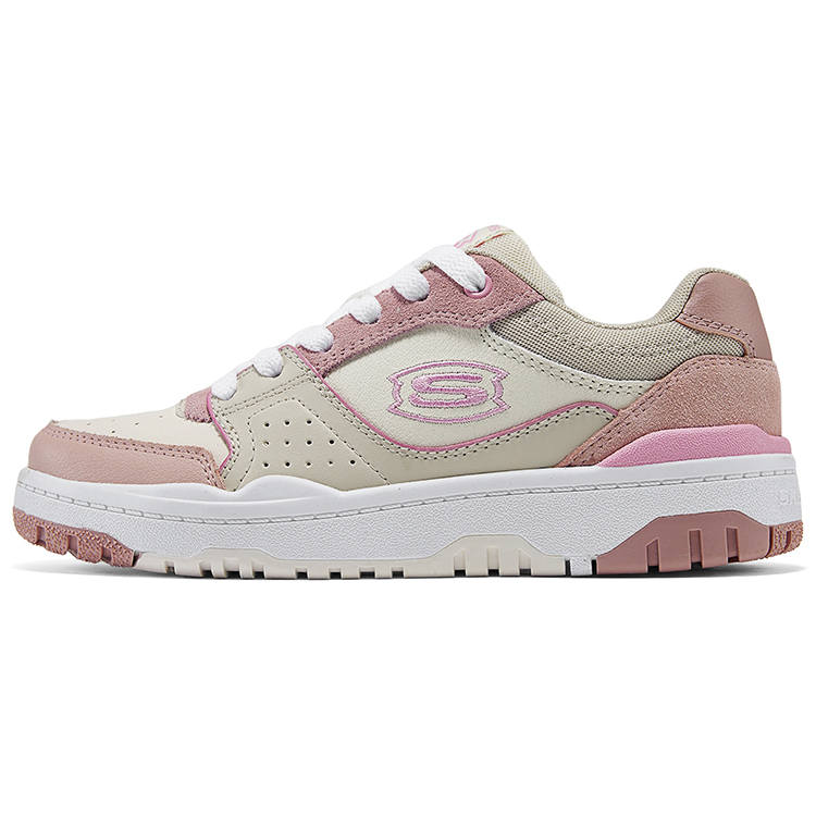 Skechers Kids STREET GIRLS Synthetic Leather Slip Resistant Low top Kids' Skateboarding Shoes Pink Beige Kids'