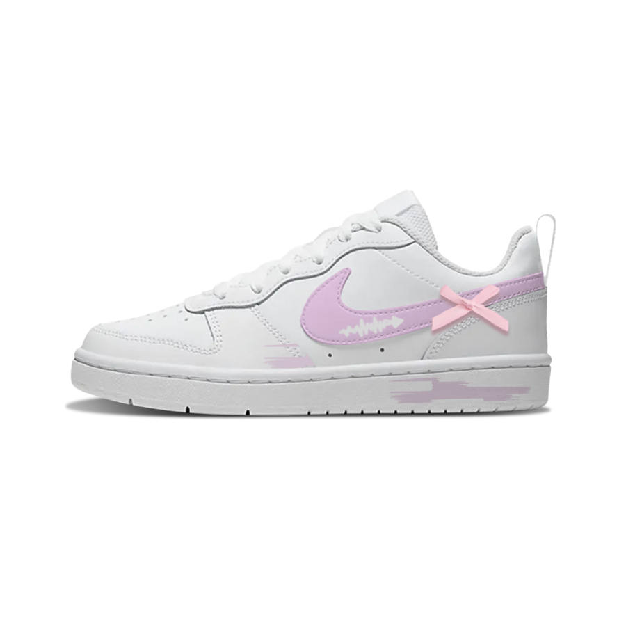 Nike Nike Court Borough Indicator Bowknot Leather Slip Resistant Cushioning Abrasion Resistant