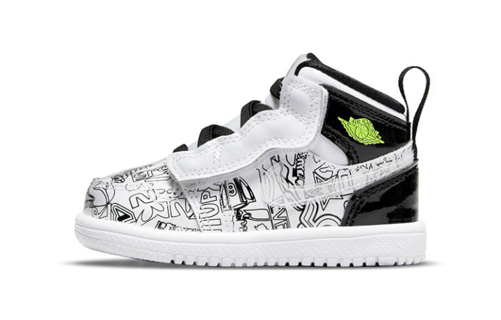 Jordan Jordan 1 Mid White Black Graffiti