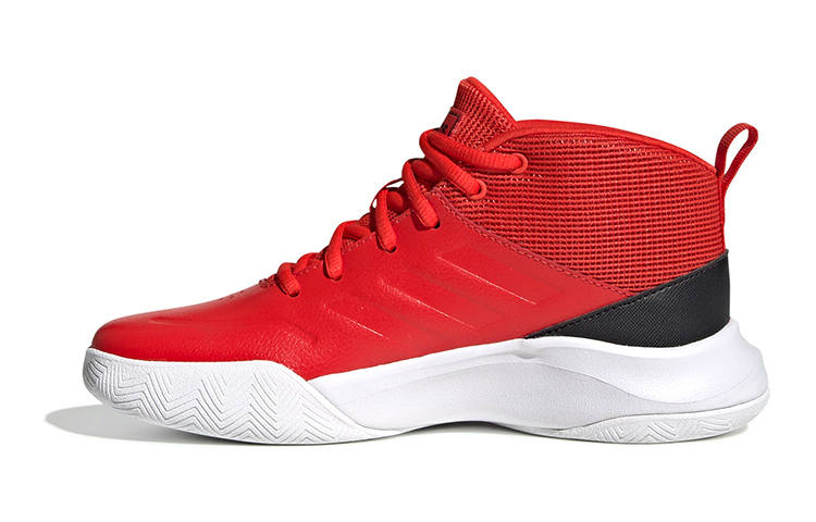 Adidas Adidas OwnTheGame Wide J Mid top Basketball Shoes Red Black White Teenagers