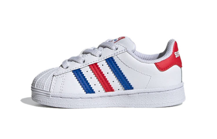 Adidas Originals Superstar Collection Abrasion Resistant Low top Toddler Shoes White Blue Red Infant And Toddler