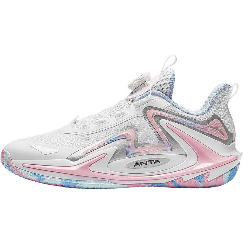 Antakids Blue Rage Tattoo Low top Basketball Shoes White Blue Pink Teenagers