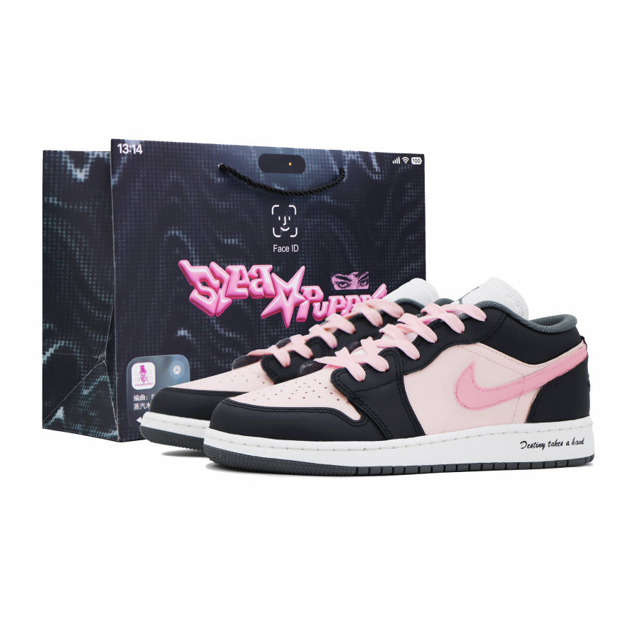 Jordan Jordan Air Jordan 1 Abrasion Resistant Low top Children's Basketball Shoes Black Pink Teenagers