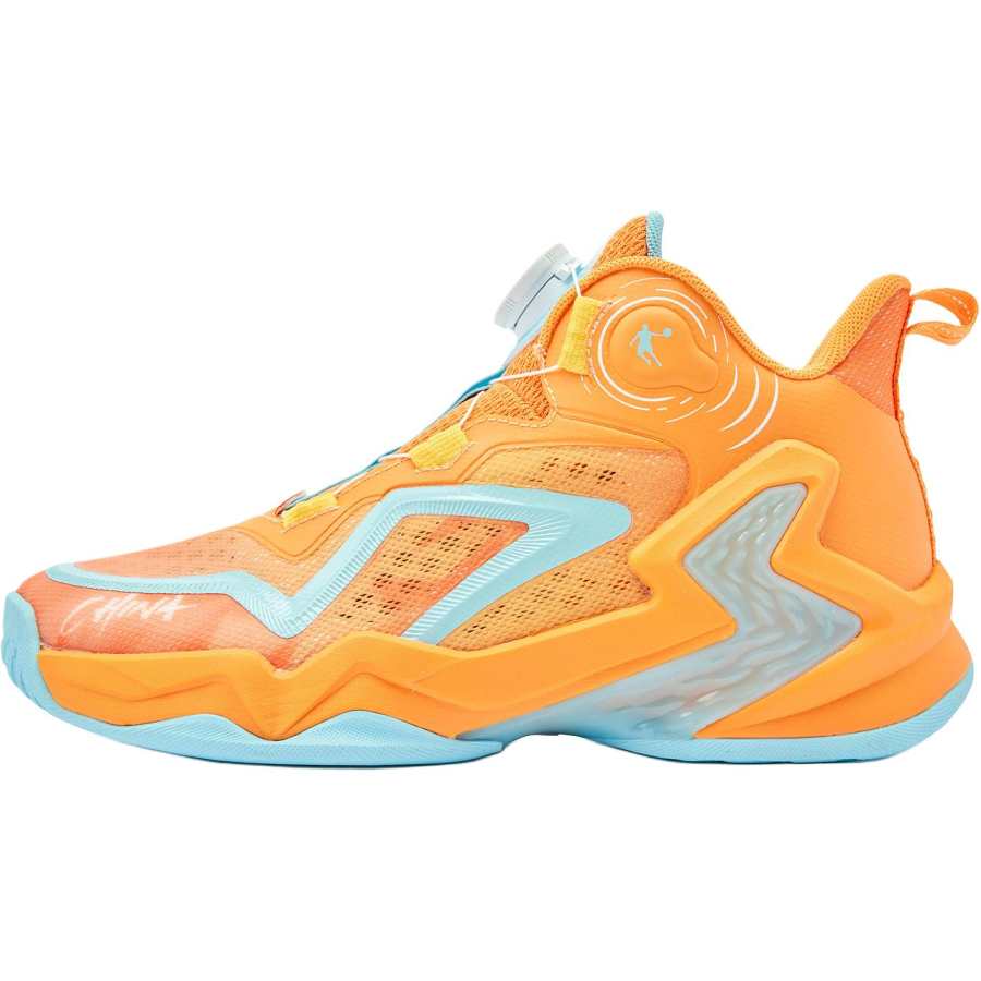 QIAODAN Synthetic Leather, Textile Abrasion Resistant Slip Resistant Low top Basketball Shoes Orange Blue Unisex
