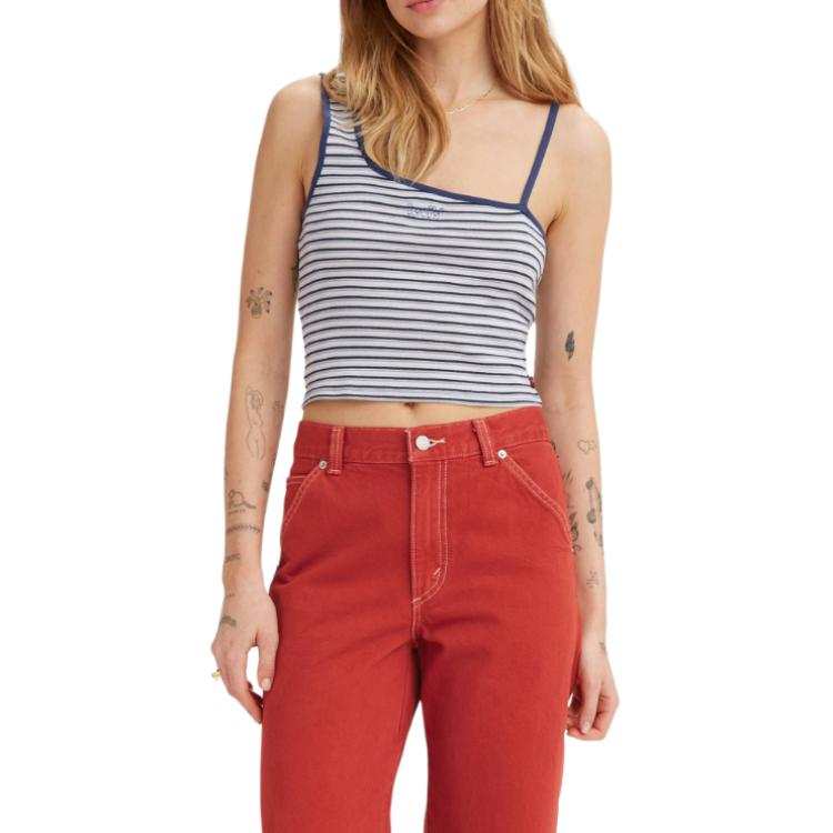 Levis Tank Tops Women's Blue Navy Collar Other