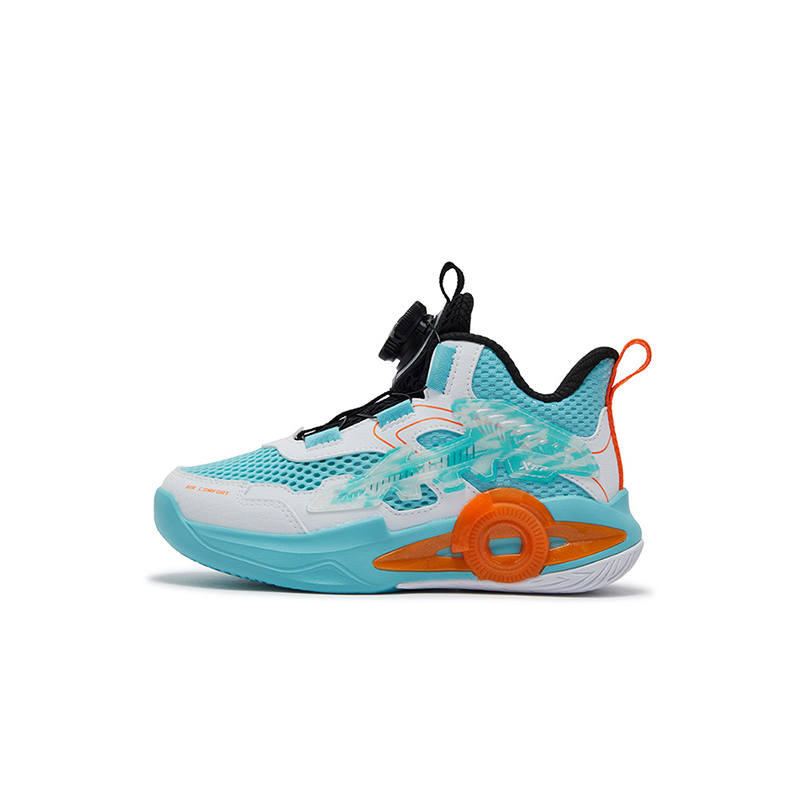 XTEP Abrasion Resistant Breathable Balance Low top Basketball Shoes Lake Cyan Lava Orange Kids'