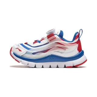 Li-Ning YOUNG Li Ning YOUNG Little Aurora Synthetic Leather Low top Kids' Running Shoes White Blue Red Children Aged 3 7 Years Old
