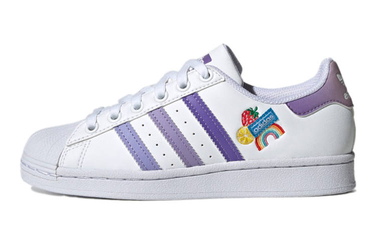 Adidas Originals SUPERSTAR J Low top Kids' Skateboarding Shoes Classic White Purple