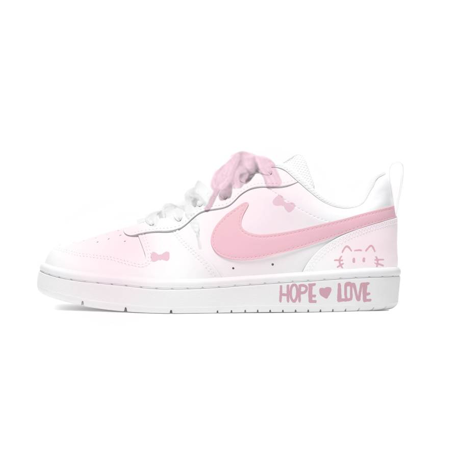 Nike Nike Court Borough KK Cat Powder Cute Pink Slip Resistant Abrasion Resistant Low top Kids' Skateboarding Shoes