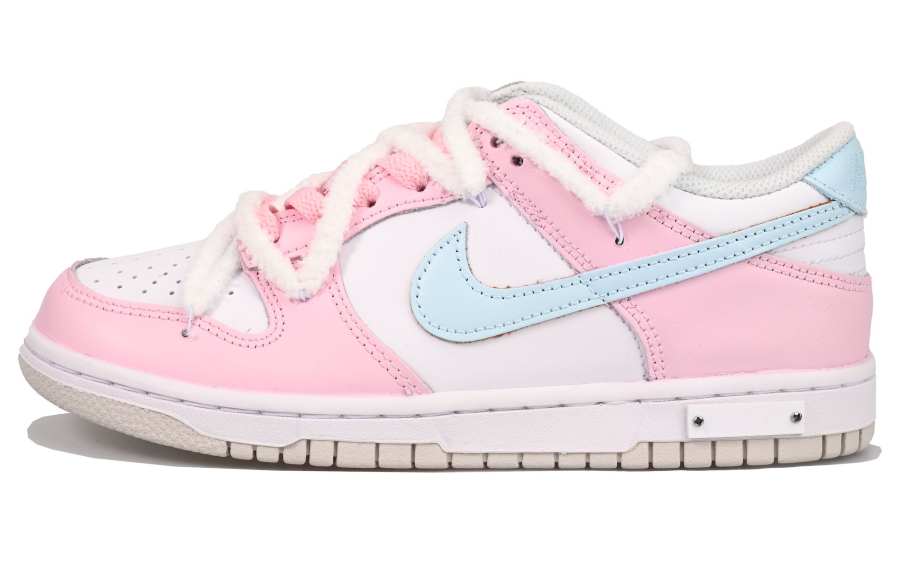 Nike Nike Dunk Pink Cherry Blossom Bunny Synthetic Leather Low top Kids' Skateboarding Shoes Blue Pink Teenagers