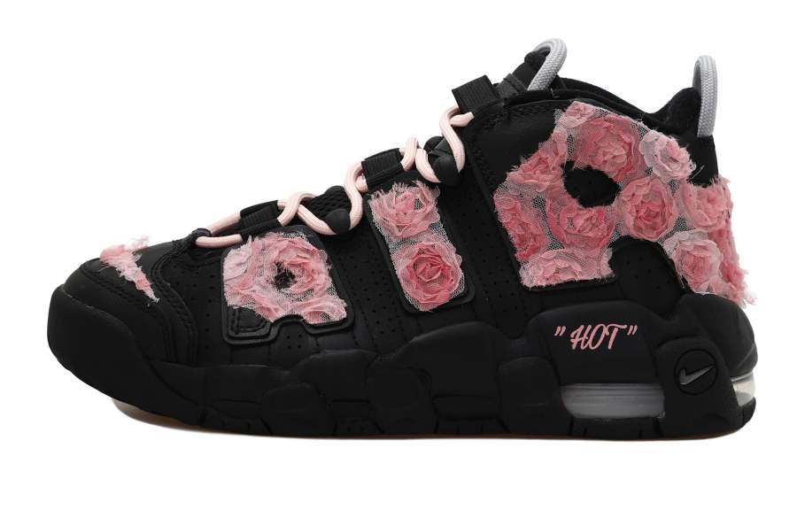 Nike Nike Air More Uptempo Rose Garden Mid top Children's Basketball Shoes Black Pink Teenagers