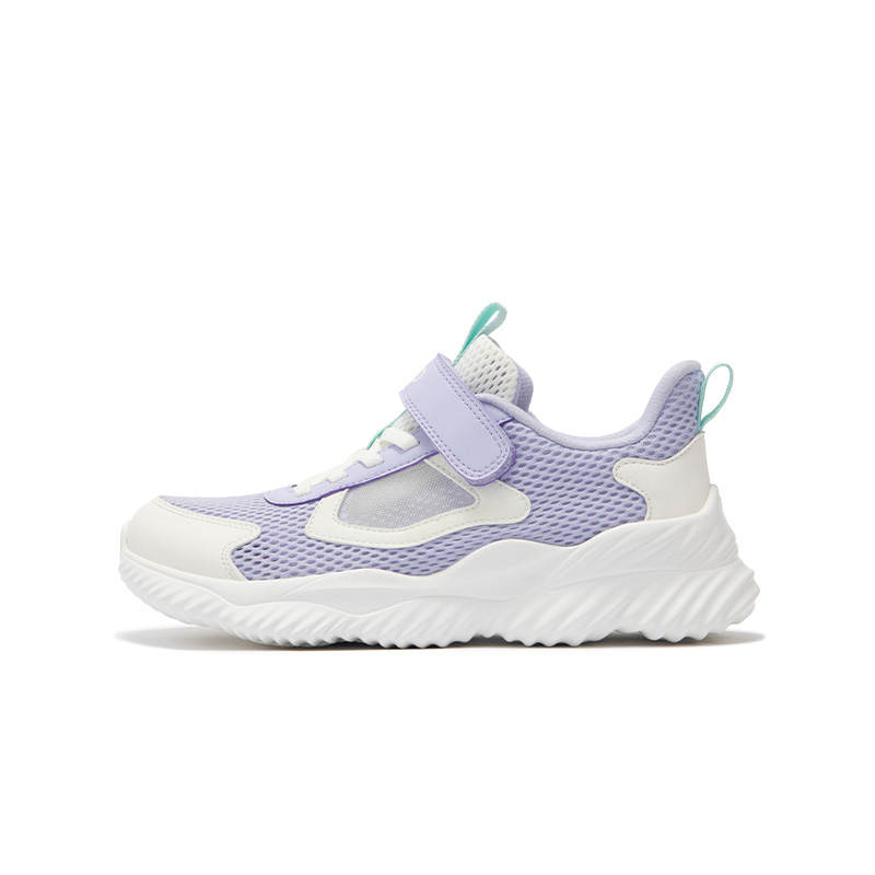 XTEP Hook and loop Slip Resistant, Abrasion Resistant, Breathable Low top Running Shoes White Purple Teenagers