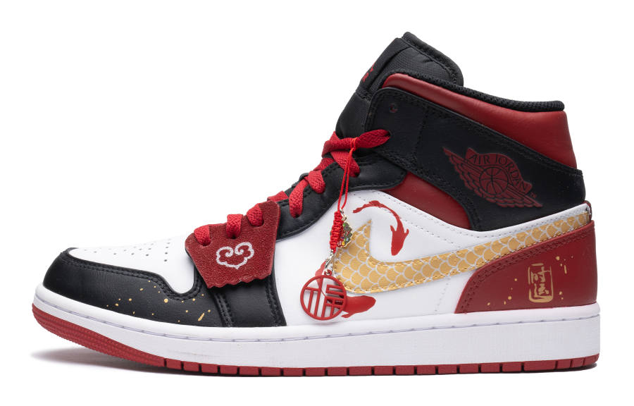 Jordan Jordan Air Jordan 1 Mid top Children's Basketball Shoes Red Teenagers