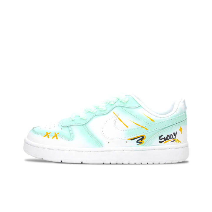Nike Nike Court Borough Mint Sunlight Leather Cushioning Abrasion Resistant Slip Resistant Low top Kids' Skateboarding Shoes