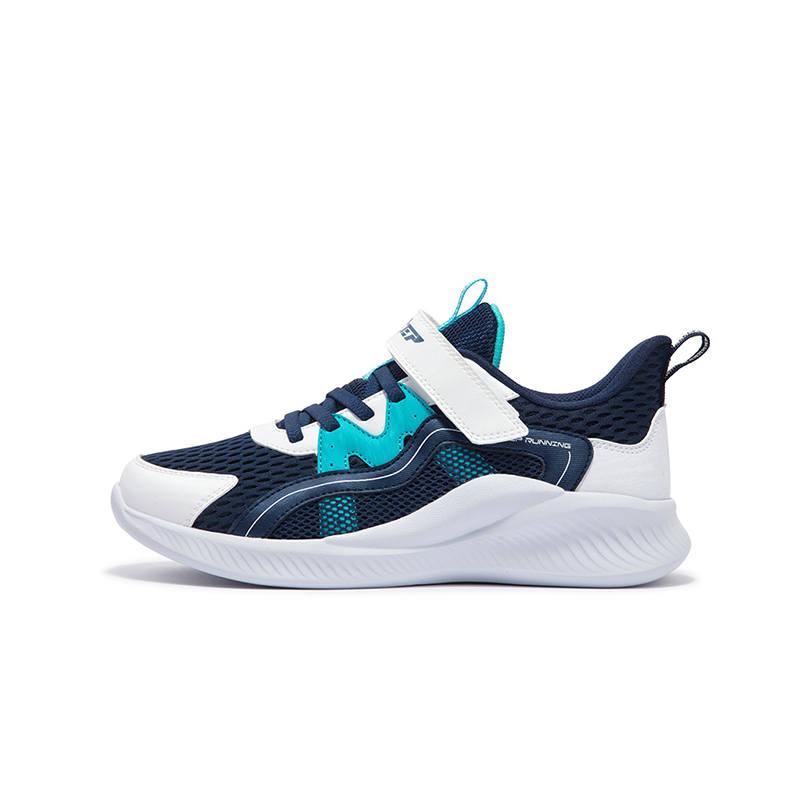 XTEP Synthetic Leather Low top Running Shoes Dark Blue New White Smart Blue Teenagers