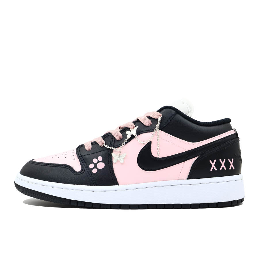 Jordan Jordan Air Jordan 1 Low Leather Cushioning, Wear Resistant Low top Children's Basketball Shoes Black Pink Teenagers