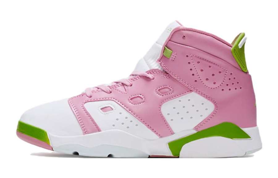 Jordan Jordan Air Jordan 6 Slip Resistant Abrasion Resistant High top Basketball Shoes Pink White Children Aged 3 7 Years Old
