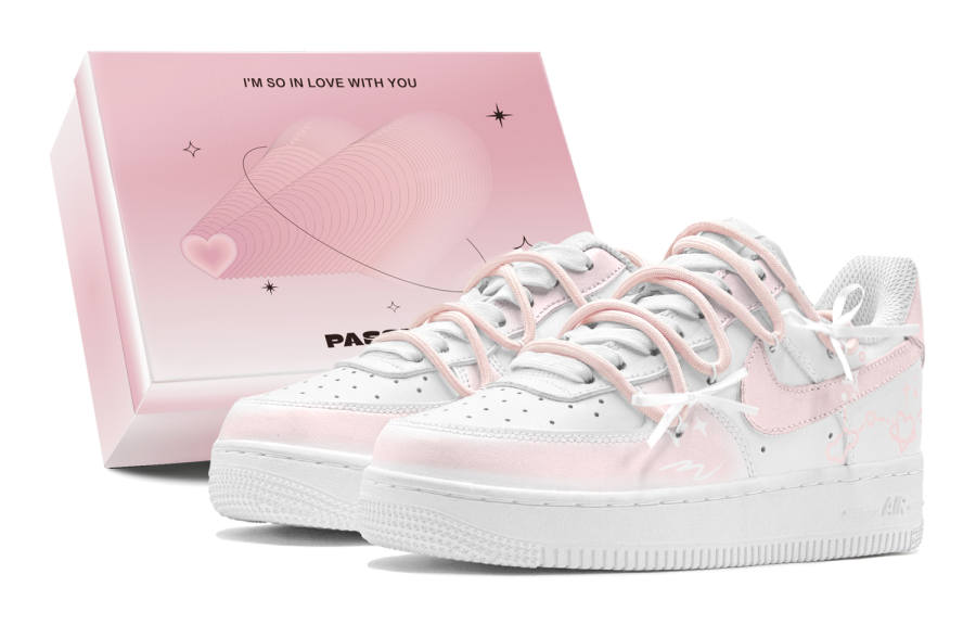Nike Nike Air Force 1 Synthetic Leather Low top Kids' Skateboarding Shoes Pink Teenagers