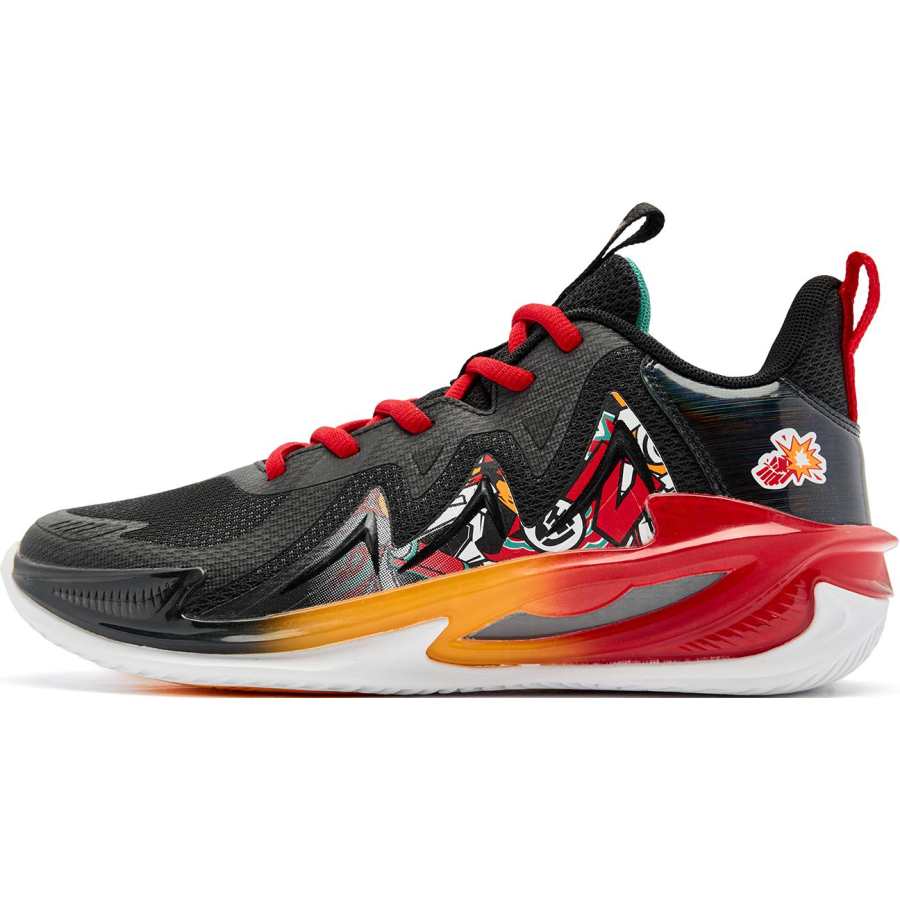 QIAODAN Fiery Blade Synthetic Leather Low top Basketball Shoes Black Red 34 42 Unisex