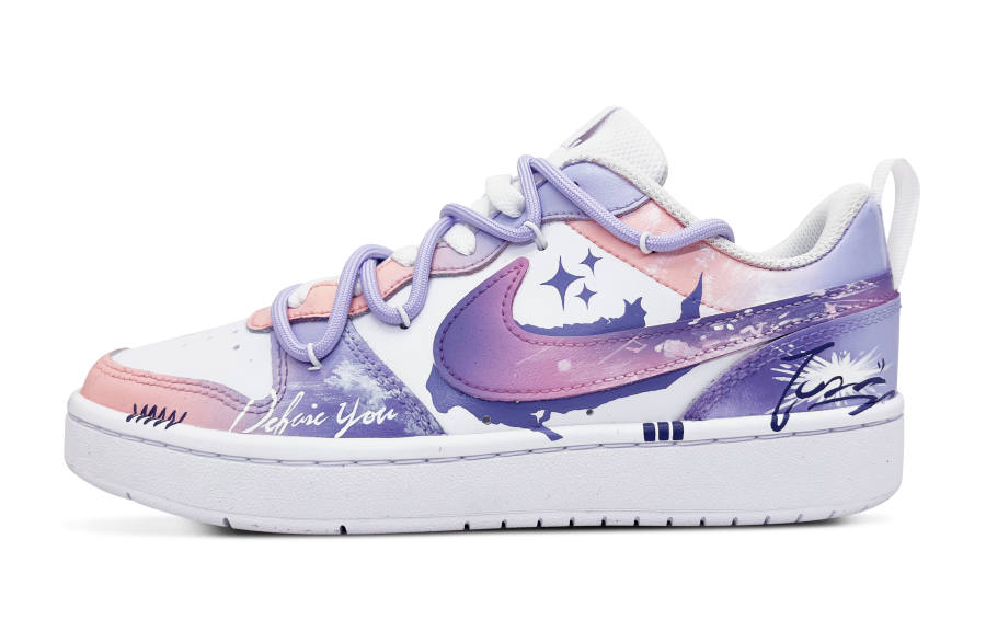 Nike Nike Court Borough Lost Stars Leather Slip Resistant Abrasion Resistant Low top Kids' Skateboarding Shoes Purple