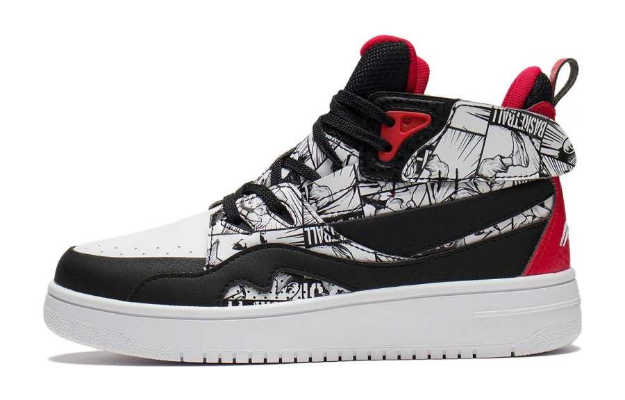 Li-Ning YOUNG Li Ning YOUNG 937 High top Skateboard Shoes Black White Red Teenagers
