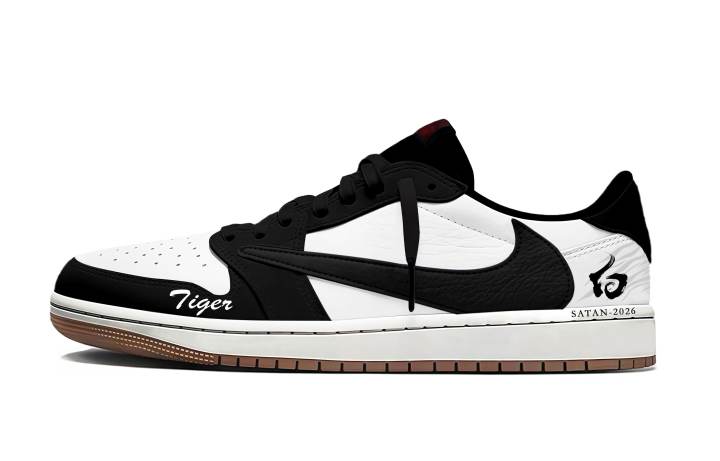 Jordan Travis Scott x Jordan Air Jordan 1 Travis Scott X AJ1 White Tiger Cushioning Abrasion Resistant