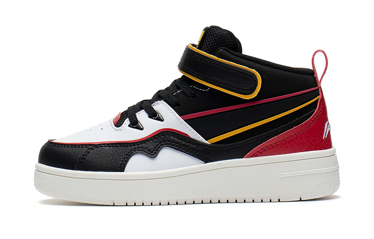 Li-Ning YOUNG Li Ning YOUNG Sports Slip Resistant Cushioning Abrasion Resistant Mid top Casual Shoes Black White Red Teenagers