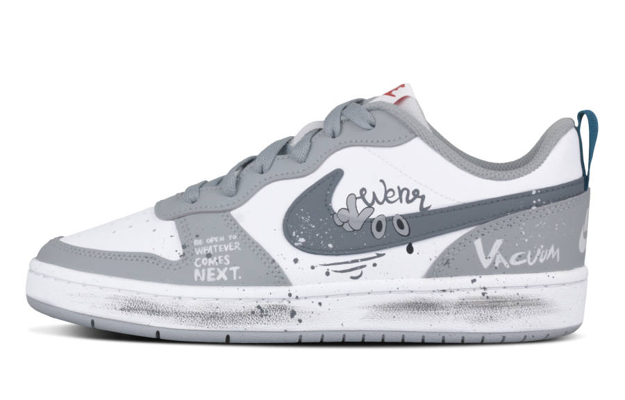 Nike Nike Court Borough Gray Big Eye Synthetic Leather Low top Kids' Skateboarding Shoes Dark Gray Teenagers