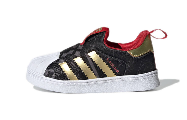 Adidas Originals Superstar 360 I Abrasion Resistant Low top Toddler Shoes Black Gold Infant And Toddler