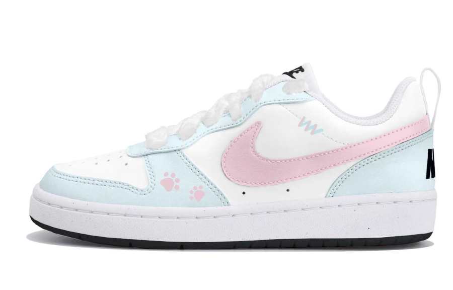 Nike Nike Court Borough Synthetic Leather Low top Kids' Skateboarding Shoes White Blue Teenagers