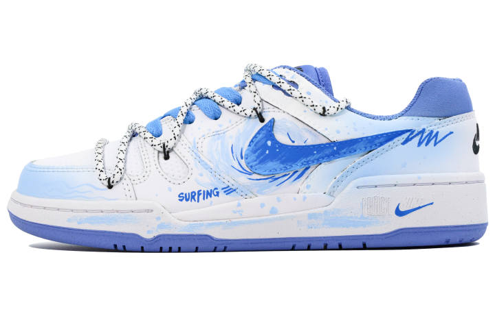 Nike Nike Full Force Synthetic Leather, Leather Low top Kids' Skateboarding Shoes White Blue Teenagers