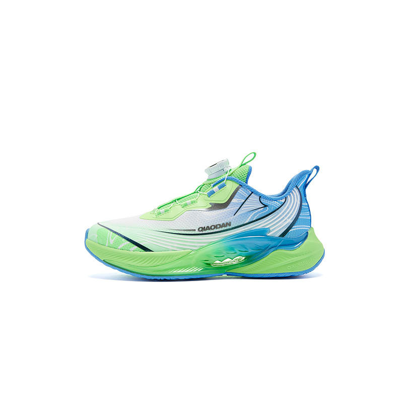 QIAODAN Light Breeze Synthetic Leather, Textile Low top Running Shoes Dazzling Green/Morning Light Blue Teenagers