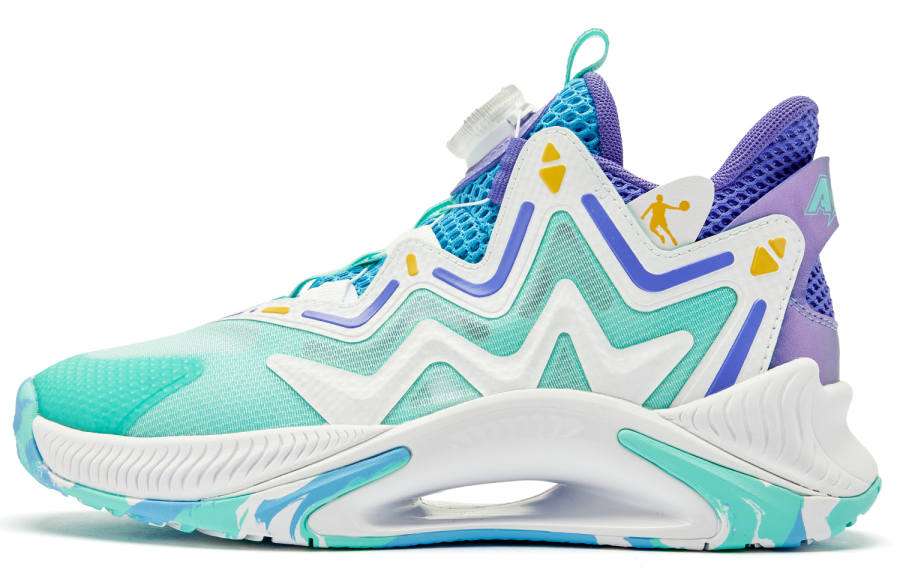 QIAODAN Mid top Basketball Shoes Purple Green Unisex