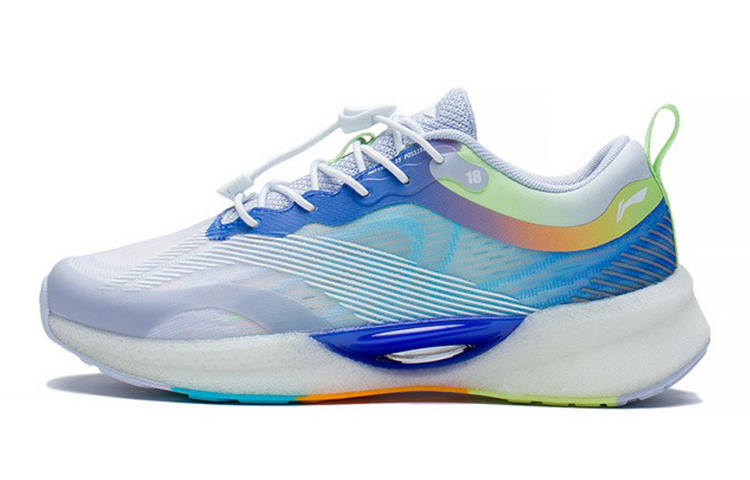 Li-Ning YOUNG Li Ning Slip Resistant Cushioning Abrasion Resistant Breathable Lightweight Low top Running Shoes Blue Teenagers