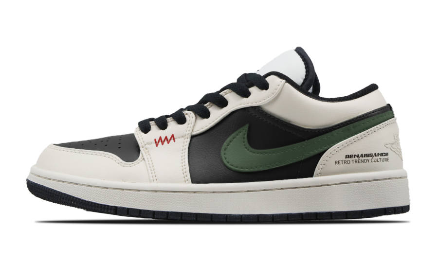 Jordan Jordan Air Jordan 1 Green And Lush Cushioning Low top Children's Basketball Shoes Black Green Teenagers