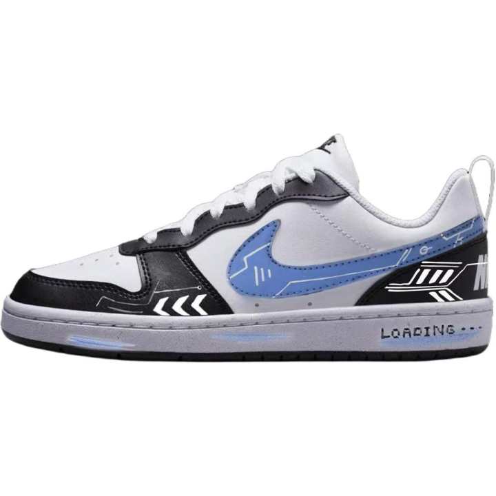 Nike Nike Court Borough Light Blue Code Leather Slip Resistant Abrasion Resistant Balance Low top Kids' Skateboarding Shoes