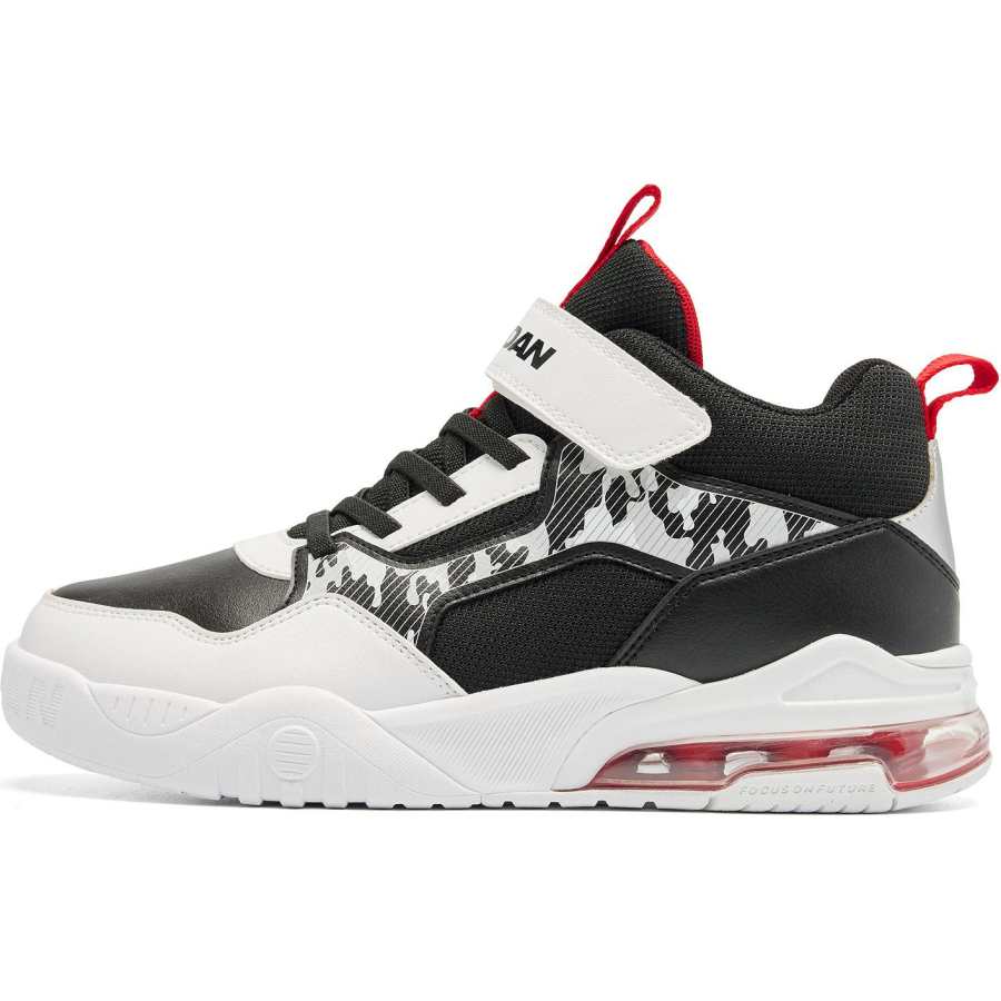 QIAODAN Textile, Synthetic Leather Skateboard Shoes Black/Jordan White Teenagers