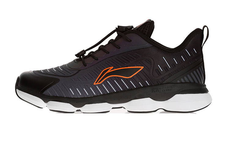 Li-Ning YOUNG Li Ning Slip Resistant Cushioning Abrasion Resistant Breathable Low top Running Shoes Black Orange Teenagers