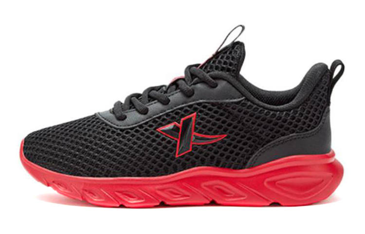 XTEP Slip Resistant, Abrasion Resistant, Breathable Low top Running Shoes Black Red Teenagers
