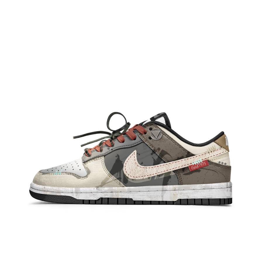 Nike Nike Dunk Flint Slip Resistant Abrasion Resistant Low top Kids' Skateboarding Shoes Gray Brown Teenagers