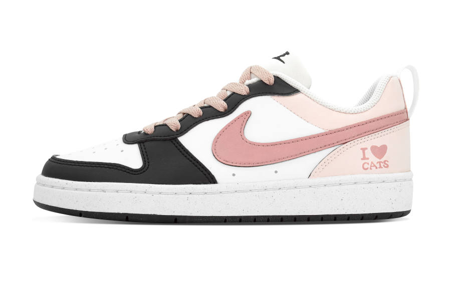 Nike Nike Court Borough DEER LOW RECRAFT Slip Resistant Abrasion Resistant Kids' Skateboarding Shoes Black Pink Teenagers