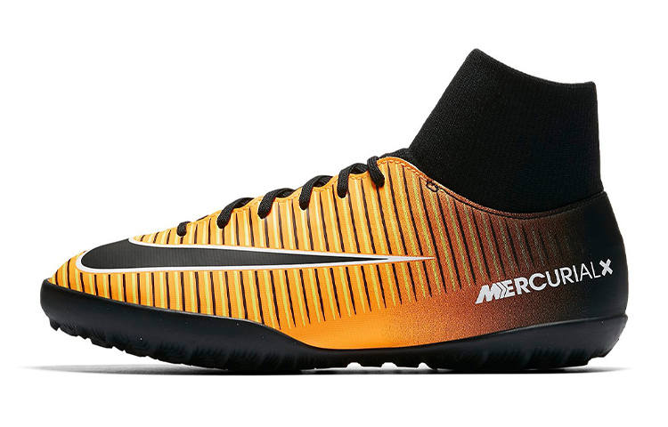 Nike Nike Mercurial Victory Slip Resistant Cushioning Abrasion Resistant Mid top Kids' Soccer Shoes Black Orange Kids'
