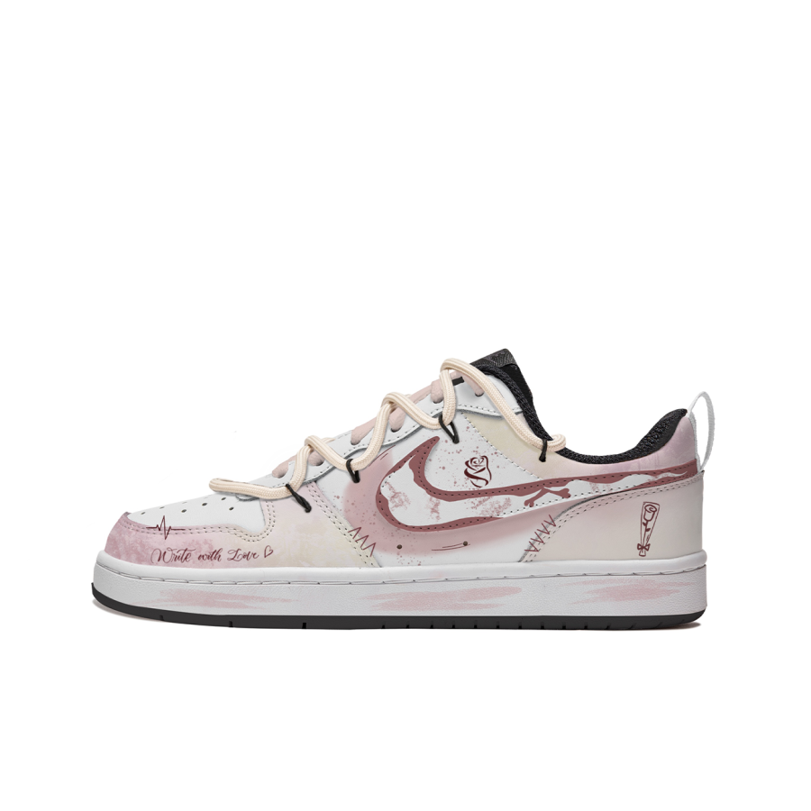 Nike Nike Court Borough Slip Resistant Abrasion Resistant Low top Kids' Skateboarding Shoes Pink White Teenagers