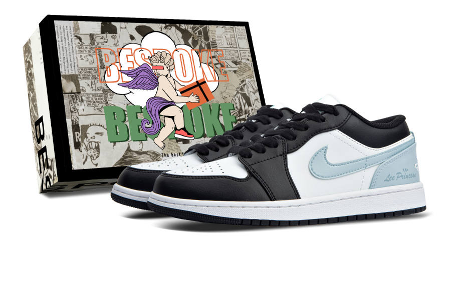 Jordan Jordan Air Jordan 1 Abrasion Resistant Abrasion Resistant Low top Children's Basketball Shoes Sky Blue Teenagers