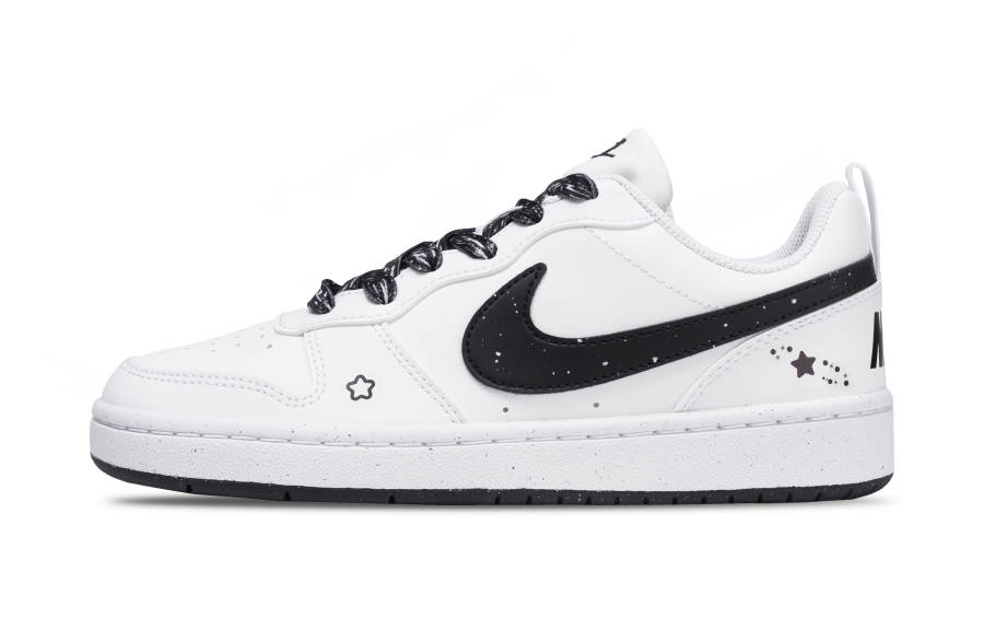 Nike Nike Court Borough Starry Sky Synthetic Leather Low top Skateboard Shoes Black White Kids'