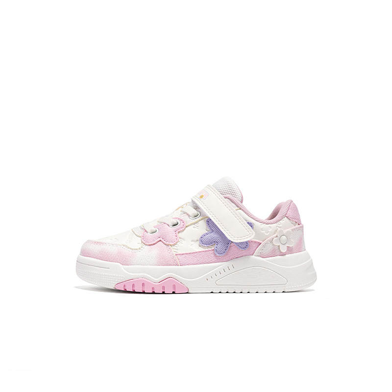 XTEP Synthetic Leather Abrasion Resistant Low top Kids' Skateboarding Shoes Sail White Light Cherry Pink