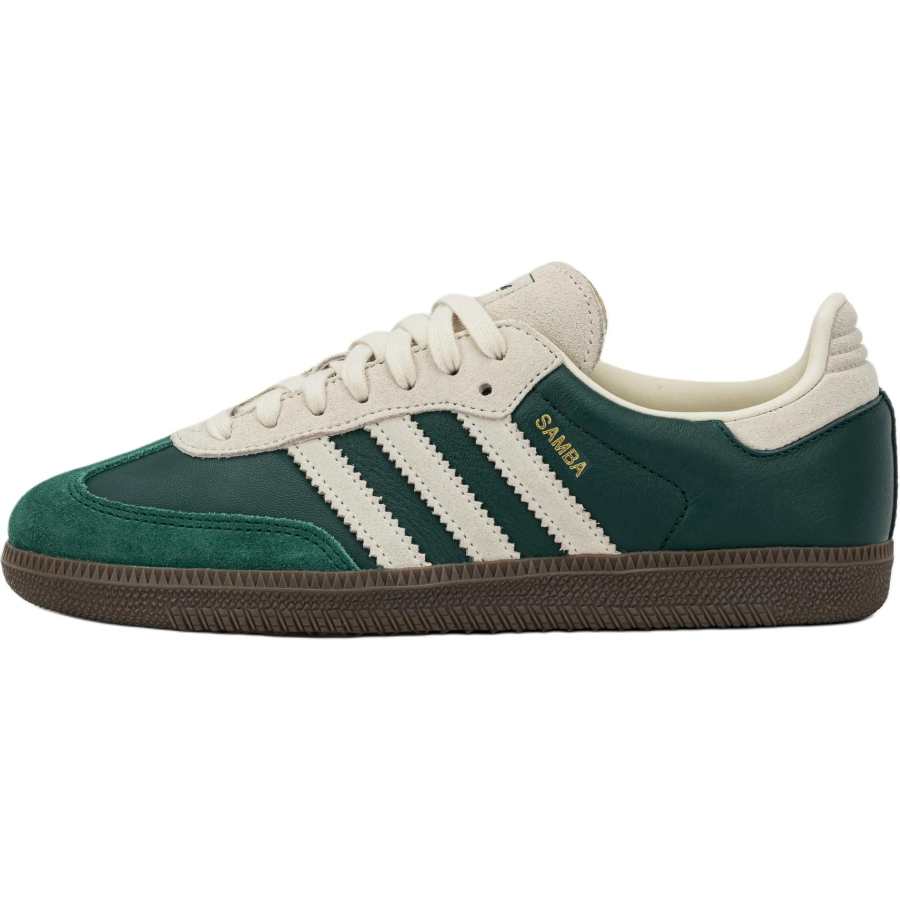 Adidas Originals SAMBA OG Soft And Comfortable Abrasion Resistant Low top Kids' Skateboarding Shoes Dark Green/Beige